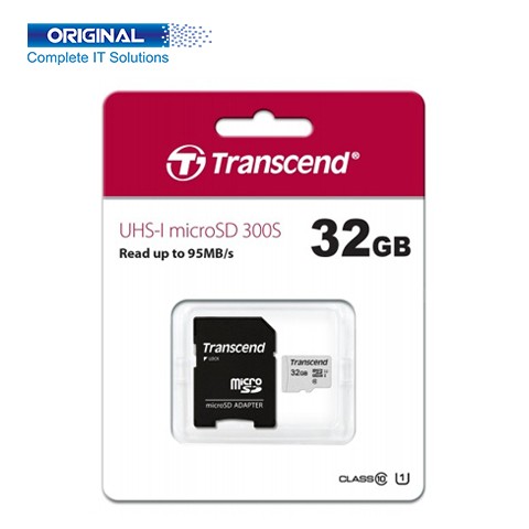 Transcend 300S 32GB Class 10 UHS-I U1 microSD Memory Card (TS32GUSD300S-A)